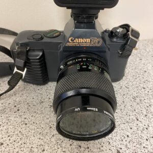 Canon T50 kamera incl. Achiever blitz, virker vejl. Pris 350kr. #multiloppen