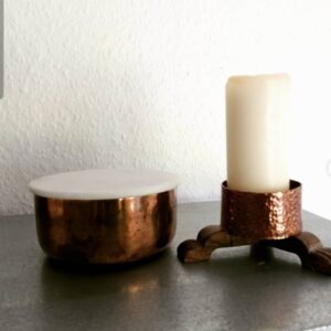 Kobber, teak og marmor vejl.pris kr. 50 stk. #unikkelopper