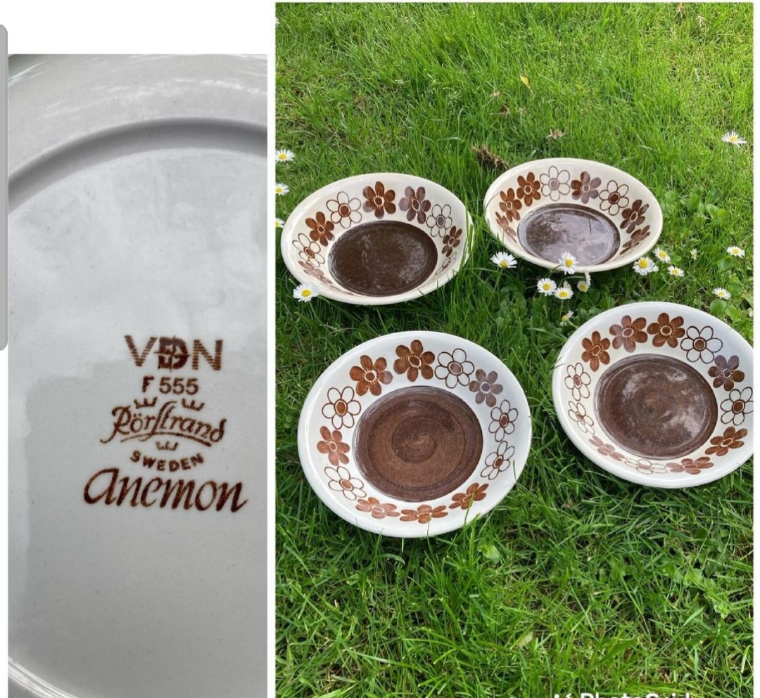 4 dybe Anemon tallerkner fra Rörstrand, designet af Marianne Westmann og produceret mellem 1965-1968. Fremstår med brugsspor, men uden afslag og skår. Samlet vejl.pris: 200,- #bg_retroogantik